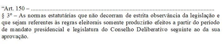 O polêmico artigo 150, parágrafo terceiro, adicionado ao estatuto tricolor, na última Assembleia Geral (Foto: Reprodução Fluminense F.C)