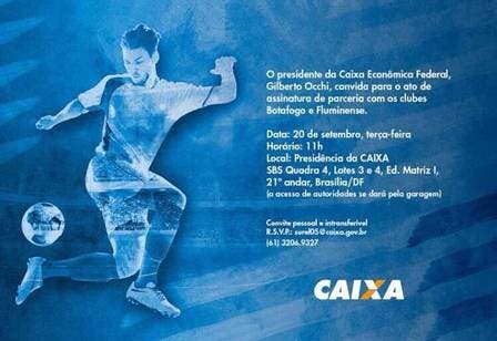 Caixa já convida para evento de assinatura do contrato com o Fluminense (Foto: Reprodução)
