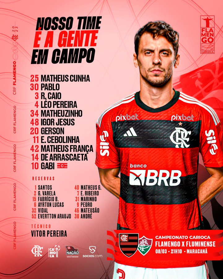 Flamengo e São Paulo escalados para duelo no Maracanã pelo Brasileiro