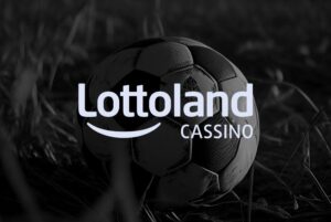 logo da lottoland em uma imagem de bola de futebol no fundo
