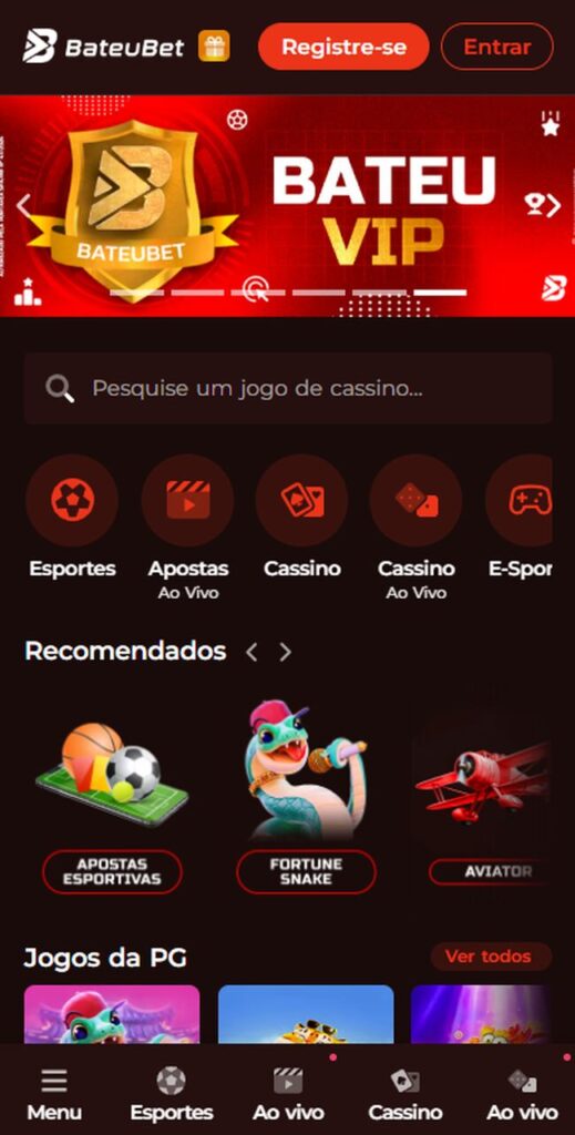 tela inicial da bateubet