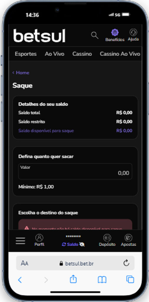 Veja como efetuar seu saque na Betsul