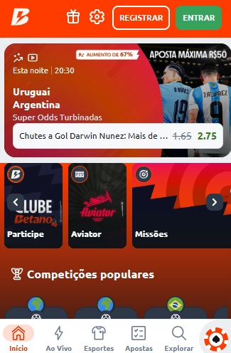 imagem da página inicial betano pelo celular