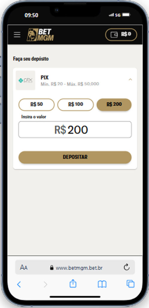 Como depositar na BetMGM
