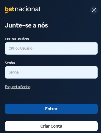 imagem do cadastro betnacional pelo celular