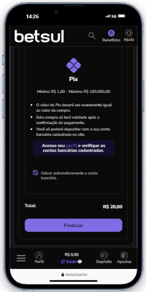 Como depositar Betsul