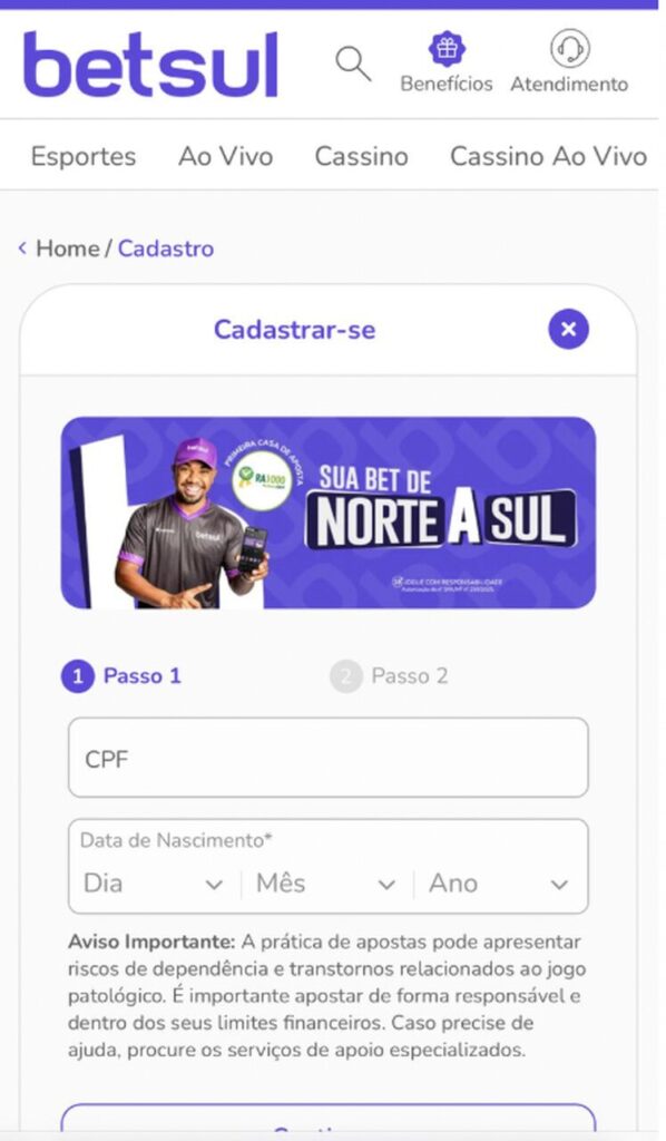 betsul cadastro