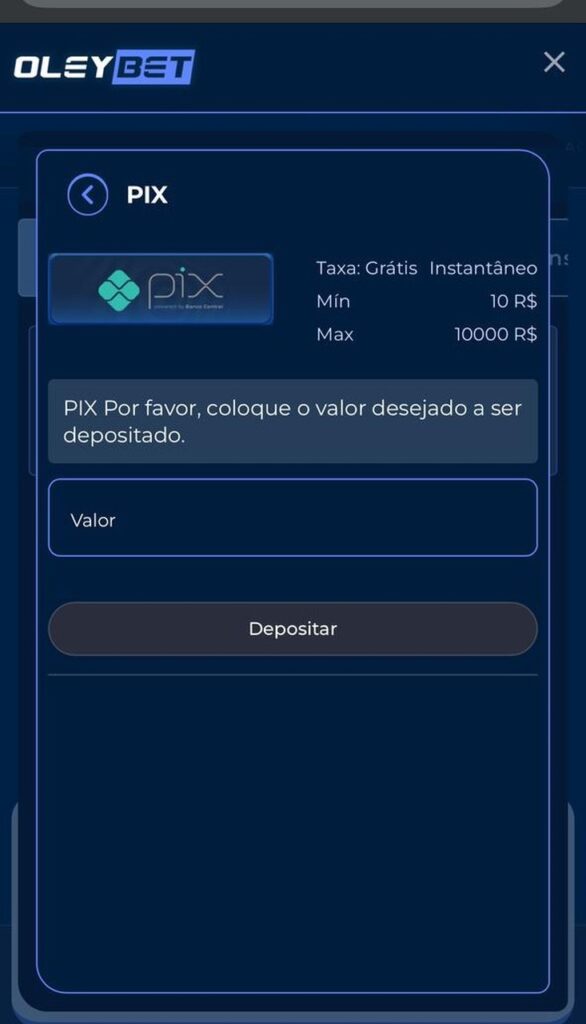 Como depositar na Oleybet