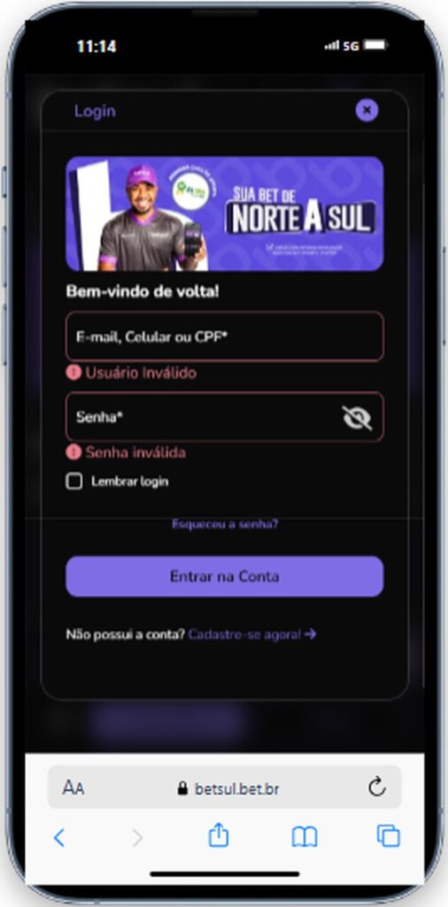 Faça seu login Betsul