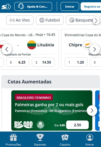 imagem da página inicial sportingbet pelo celular