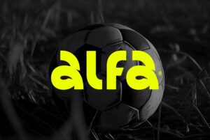 imagem com bola no fundo e logo da alfabet