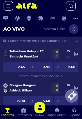 Alfa Bet apostas ao vivo 