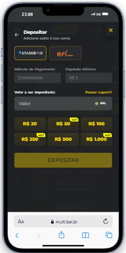 Como depositar na Multibet