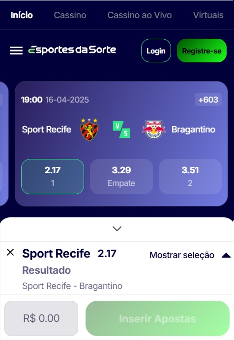 print da seção de como apostar na Esportes da Sorte pelo celular