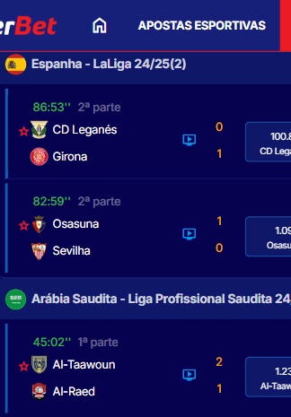 print da tela de apostas ao vivo da Hiperbet pelo celular