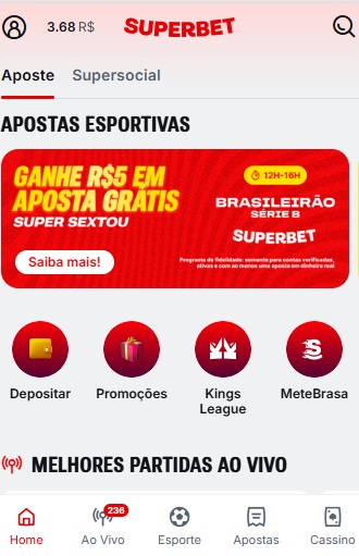 print da promoção super sextou com aposta grátis da Superbet pelo celular