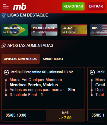 Meridianbet apostas aumentadas
