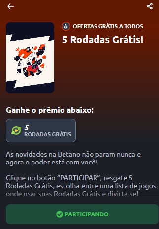 rodadas grátis no cassino da Betano