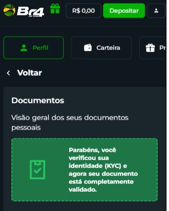 tela de verificação de conta da Br4Bet