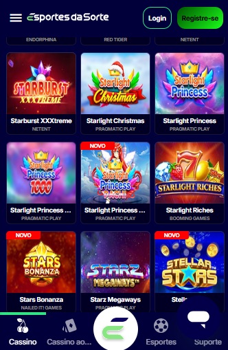 print do jogo Starlight princess no cassino esportes da sorte pelo celular