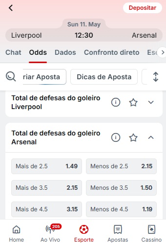 print do mercado de defesas dos goleiros da Superbet pelo celular