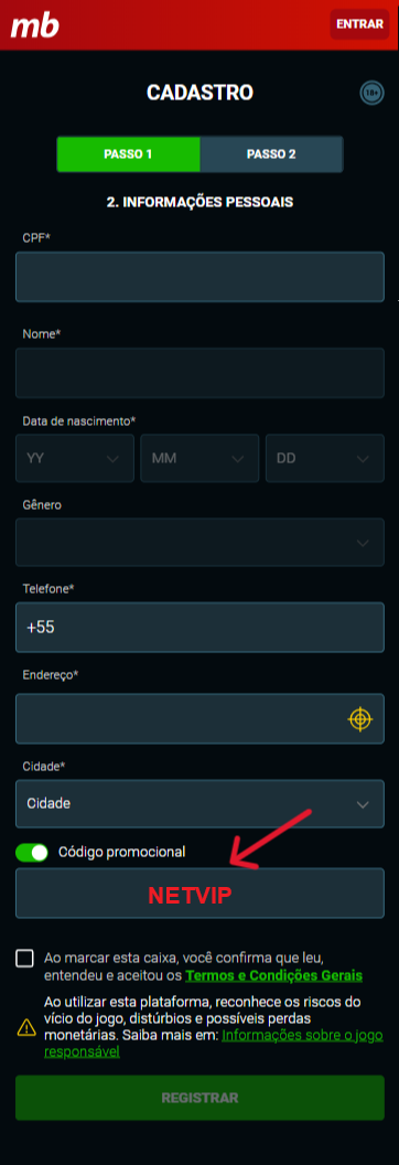 use o codigo promocional meridianbet no registro