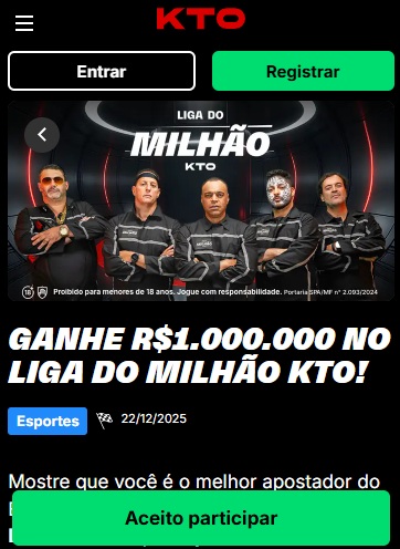 print da tela de promoções da KTO pelo celular
