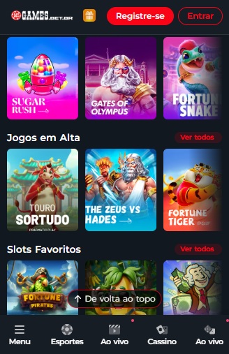 print da tela de cassino da McGames pelo celular