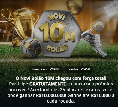print da tela de promoções da Novibet pelo celular