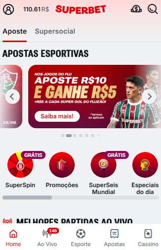 print da tela do aposte e ganhe da superbet pelo celular