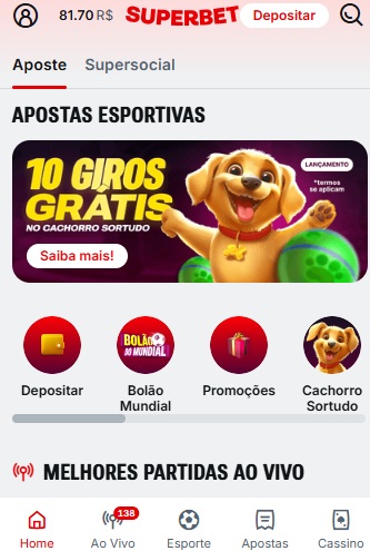 print da tela de promoções da superbet