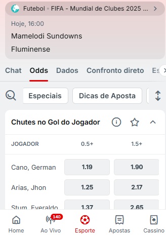 print da tela de apostas da superbet no mundial de clubes pelo celular
