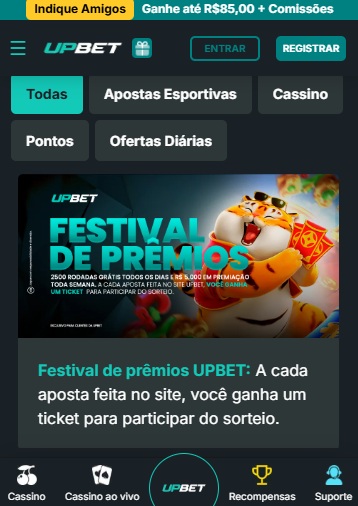 print da tela de promoções da upbet pelo celular