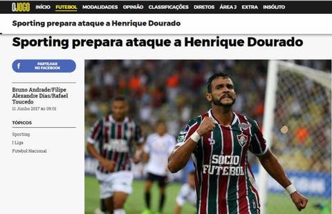 Sporting prepara ataque a Henrique Dourado, publica jornal português