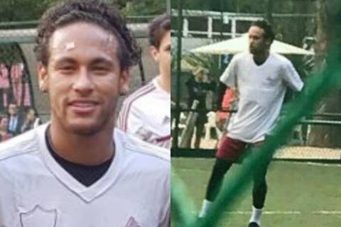 Em São Paulo, Neymar joga pelada com a camisa do Fluminense