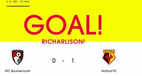 Richarlison estreia como titular, marca e dá a vitória ao Watford