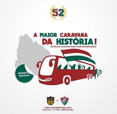 Peñarol x Fluminense: Bravo 52 promove caravana para o Uruguai
