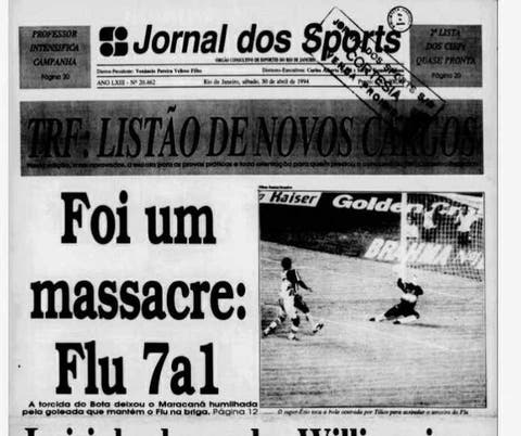 Goleada histórica do Fluminense sobre o Botafogo completa 27 anos