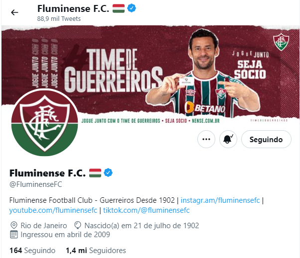 Flu aparece em posição modesta no ranking dos clubes brasileiros em redes sociais