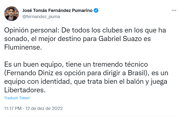 Ainda há fumaça? Jornalista chileno informa que negócio entre Fluminense e  Suazo ainda pode sair • Saudações Tricolores