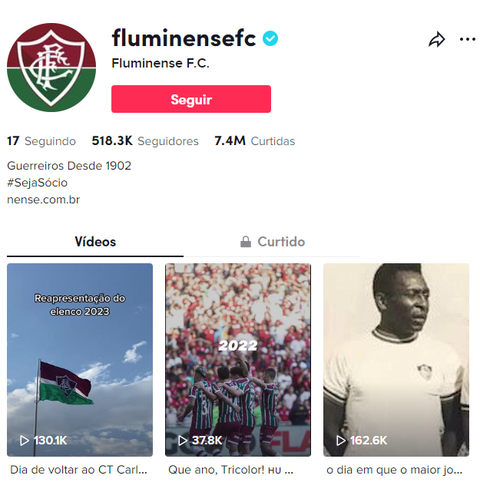 Fluminense ficou no top-10 de todas as redes sociais no Brasil em 2022